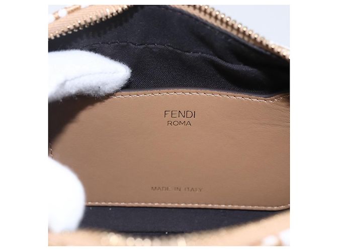 Borsa a Spalla in Tela Zucchino FENDI Beige Oro Auth 149921SM - vista 18