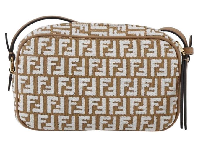 Borsa a Spalla in Tela Zucchino FENDI Beige Oro Auth 149921SM - vista 2