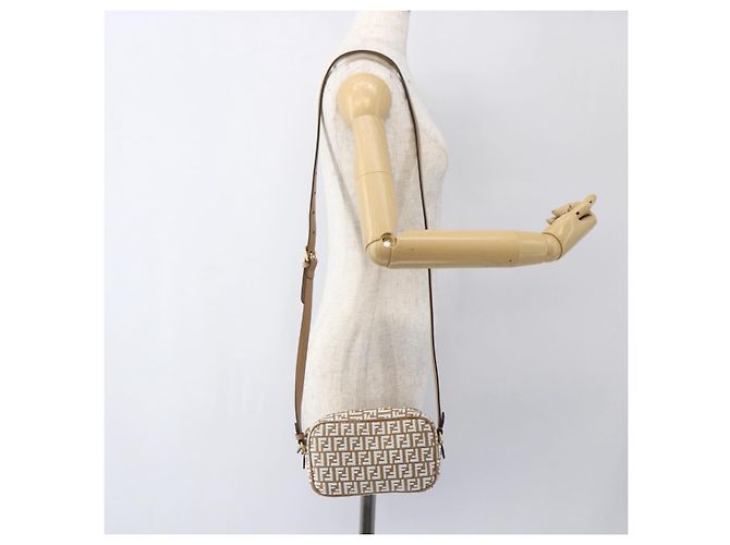 Borsa a Spalla in Tela Zucchino FENDI Beige Oro Auth 149921SM - vista 22