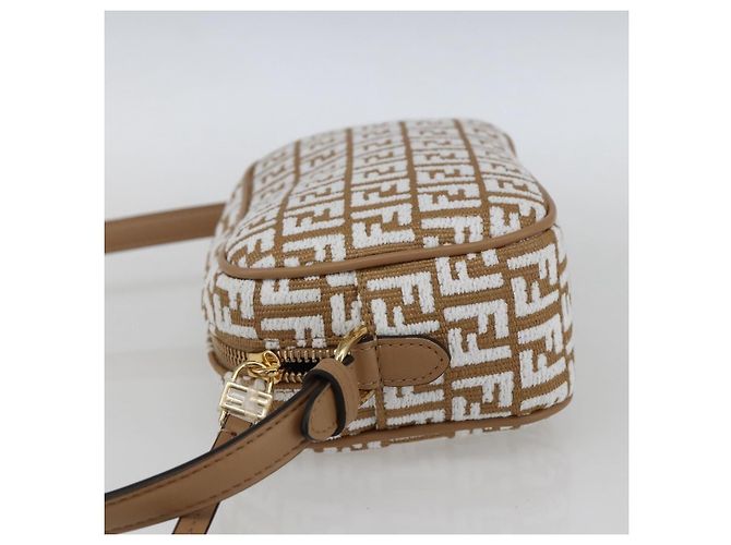 Borsa a Spalla in Tela Zucchino FENDI Beige Oro Auth 149921SM - vista 3