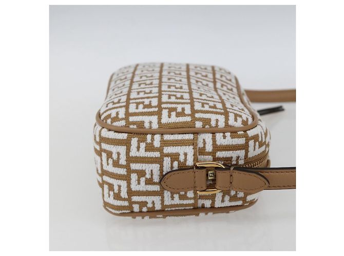 Borsa a Spalla in Tela Zucchino FENDI Beige Oro Auth 149921SM - vista 4