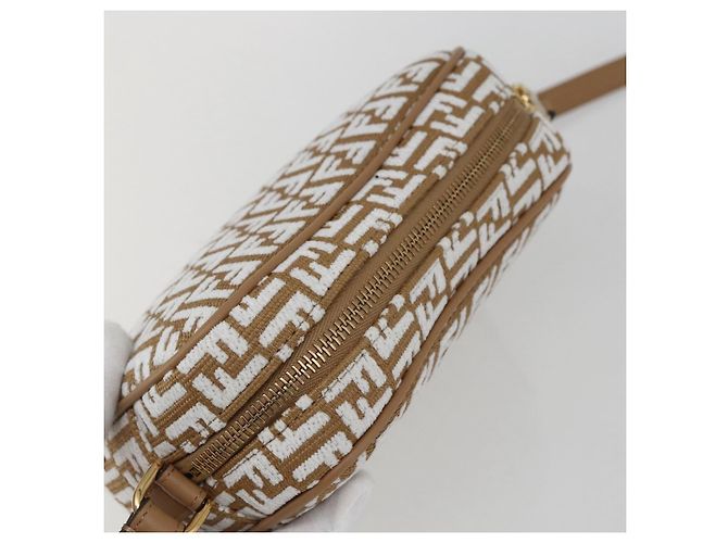 Borsa a Spalla in Tela Zucchino FENDI Beige Oro Auth 149921SM - vista 6