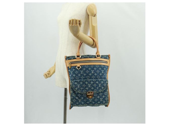 LOUIS VUITTON Borsa Tote Piatta Monogram in Denim Blu M95018 Auth BA10551SAM - vista 25