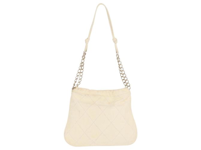 CHANEL Borsa a Spalla in Pelle Wild Stitch con Catena Avorio Oro CC Auth 169894 D'oro Crudo - vista 2