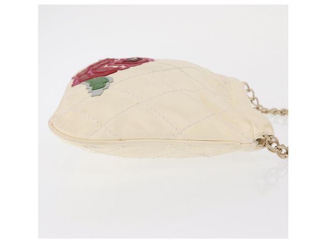 CHANEL Borsa a Spalla in Pelle Wild Stitch con Catena Avorio Oro CC Auth 169894 D'oro Crudo - vista 3