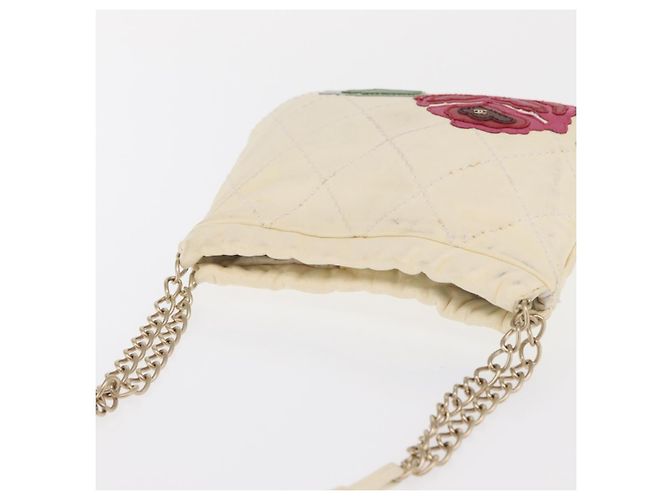 CHANEL Borsa a Spalla in Pelle Wild Stitch con Catena Avorio Oro CC Auth 169894 D'oro Crudo - vista 6