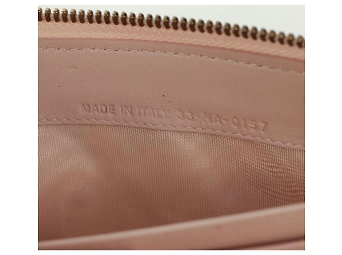 Portafoglio lungo Cannage Studs Christian Dior in pelle di agnello rosa e oro Auth 169933M D'oro - vista 11