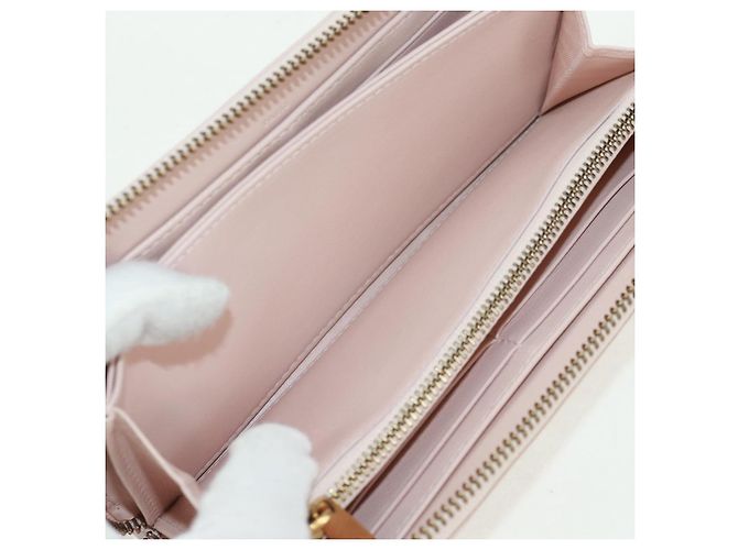 Portafoglio lungo Cannage Studs Christian Dior in pelle di agnello rosa e oro Auth 169933M D'oro - vista 19