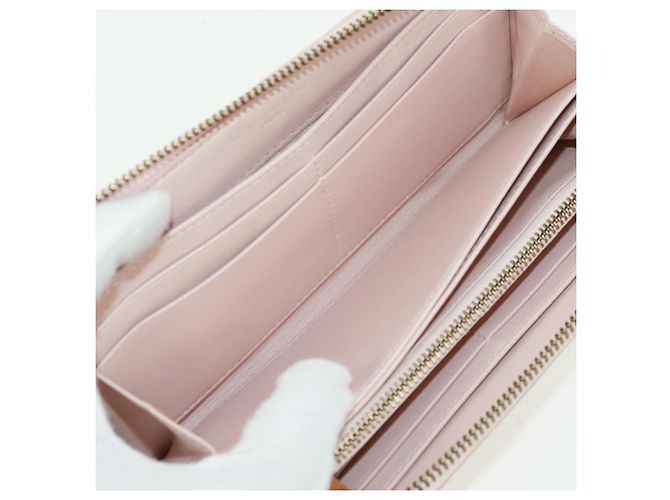 Portafoglio lungo Cannage Studs Christian Dior in pelle di agnello rosa e oro Auth 169933M D'oro - vista 9