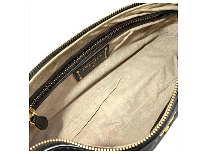 Prada Ein-Schulter-Ledertasche Schwarz - Ansicht 7