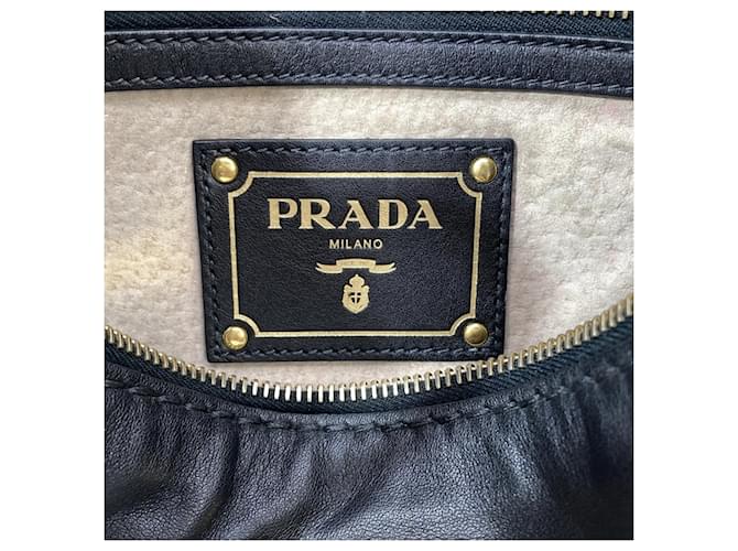 Prada Ein-Schulter-Ledertasche Schwarz - Ansicht 8