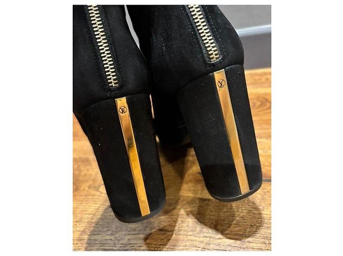 Stivaletti in suede nero Louis Vuitton 39,5 - vista 10
