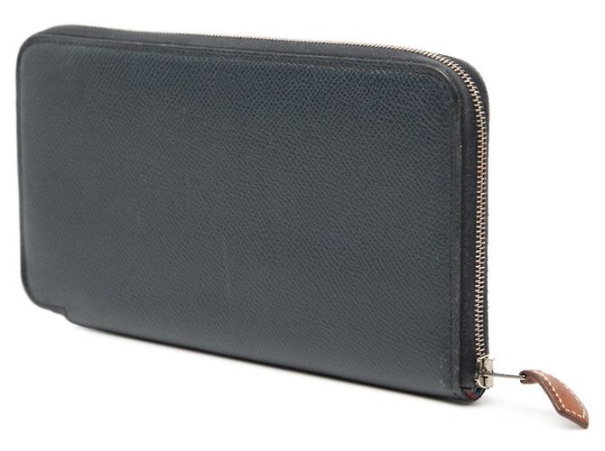 Billetera redonda con cremallera Azap Long de seda Hermès Azul Azul marino - vista 2