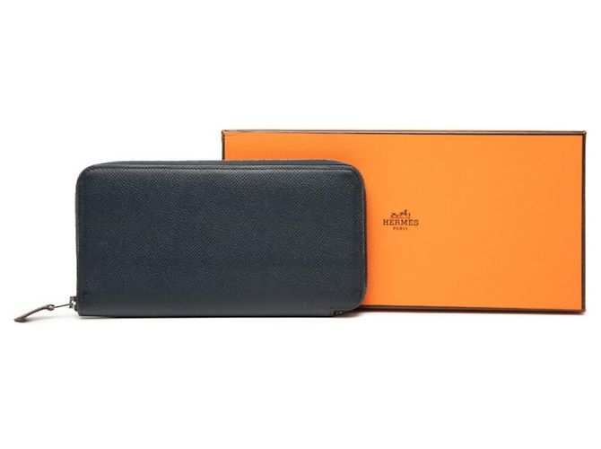 Billetera redonda con cremallera Azap Long de seda Hermès Azul Azul marino - vista 7