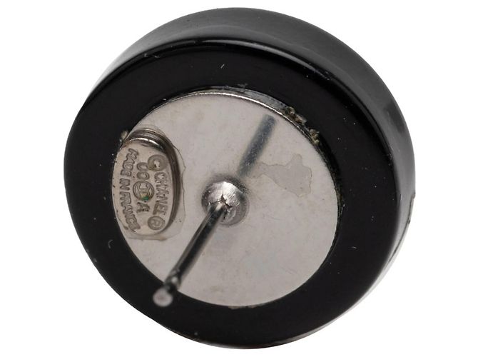 Zweifarbige Steckerohrringe CHANEL Coco Mark Schwarz Silber - Ansicht 4