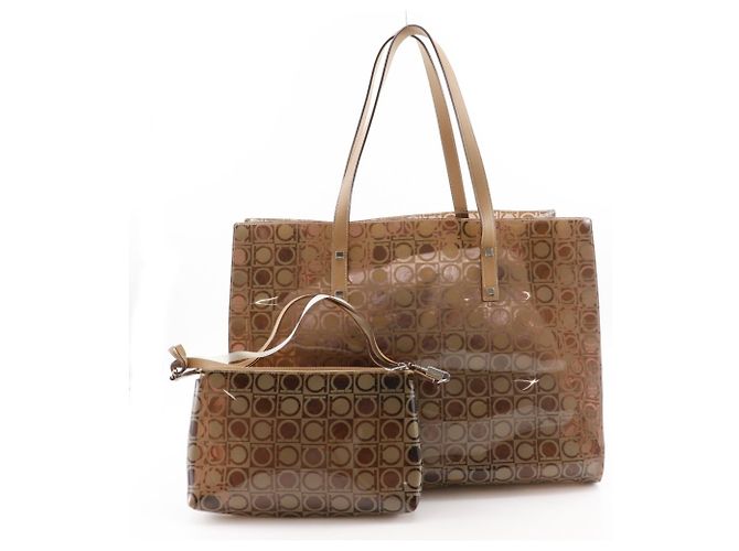 Borsa Tote Gancini di Salvatore Ferragamo Beige - vista 20