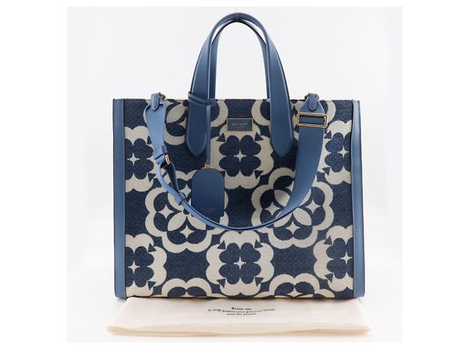 Große Chenille Manhattan Tote von Kate Spade Hellblau - Ansicht 16
