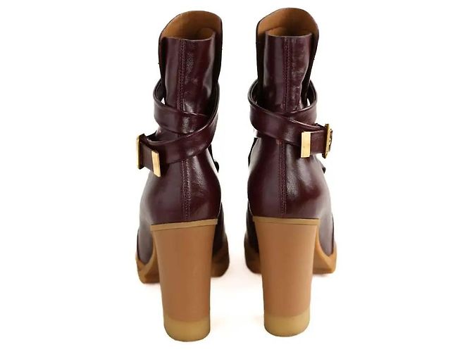 Chloé Bordeaux Lederstiefel - Ansicht 2