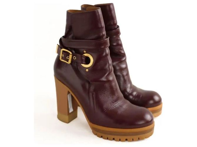 Chloé Bordeaux Lederstiefel - Ansicht 3