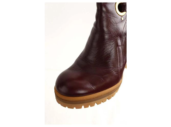 Chloé Bordeaux Lederstiefel - Ansicht 5