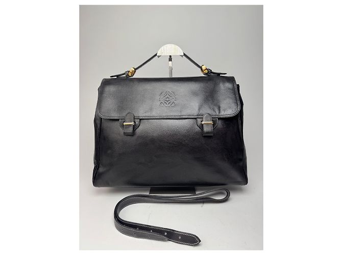 Vintage Loewe 2-Wege Leder Tasche braun schwarz - Ansicht 7