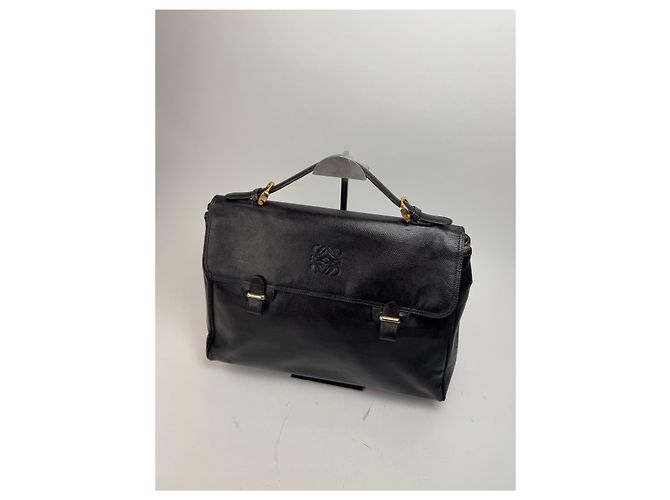 Vintage Loewe 2-Wege Leder Tasche braun schwarz - Ansicht 8
