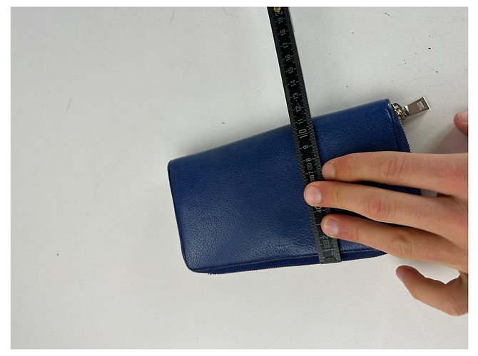 Céline Vintage Celine Paris Zippy Leather Wallet Blue - view 10