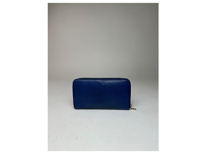 Céline Vintage Celine Paris Zippy Leather Wallet Blue - view 12