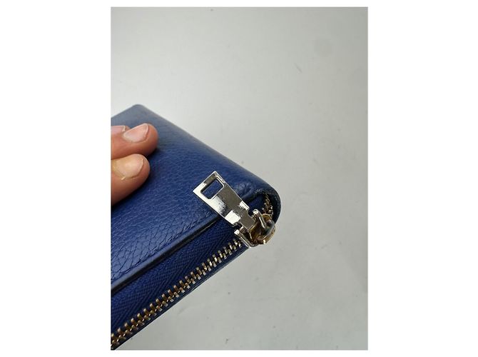 Céline Vintage Celine Paris Zippy Leather Wallet Blue - view 4
