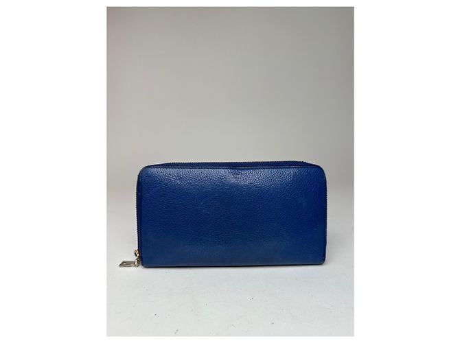 Céline Vintage Celine Paris Zippy Leather Wallet Blue - view 5