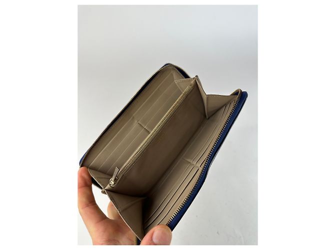 Céline Vintage Celine Paris Zippy Leather Wallet Blue - view 6