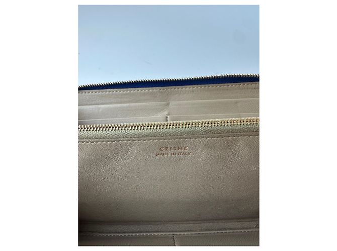 Céline Vintage Celine Paris Zippy Leather Wallet Blue - view 7