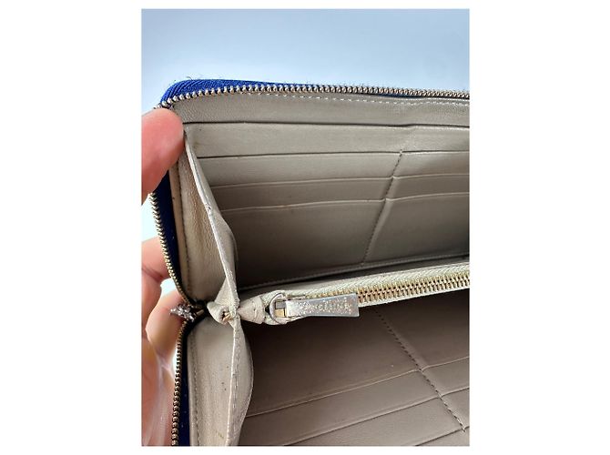 Céline Vintage Celine Paris Zippy Leather Wallet Blue - view 8
