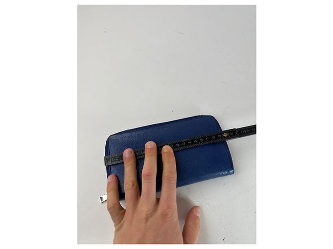 Céline Vintage Celine Paris Zippy Leather Wallet Blue - view 9