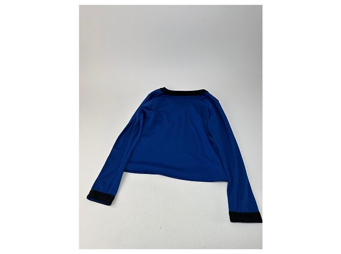 Vintage Yves Saint Laurent V-Ausschnitt Pullover Blau Schwarz - Ansicht 10