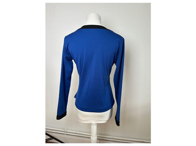 Vintage Yves Saint Laurent V-Ausschnitt Pullover Blau Schwarz - Ansicht 13