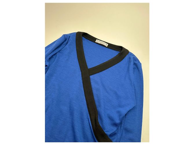 Vintage Yves Saint Laurent V-Ausschnitt Pullover Blau Schwarz - Ansicht 5