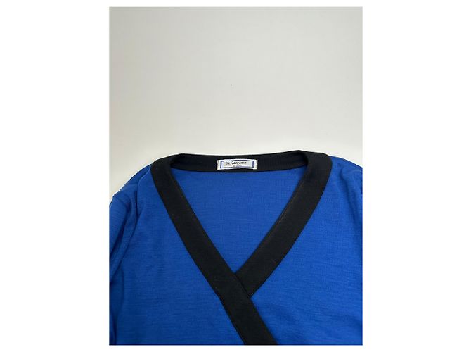 Vintage Yves Saint Laurent V-Ausschnitt Pullover Blau Schwarz - Ansicht 6