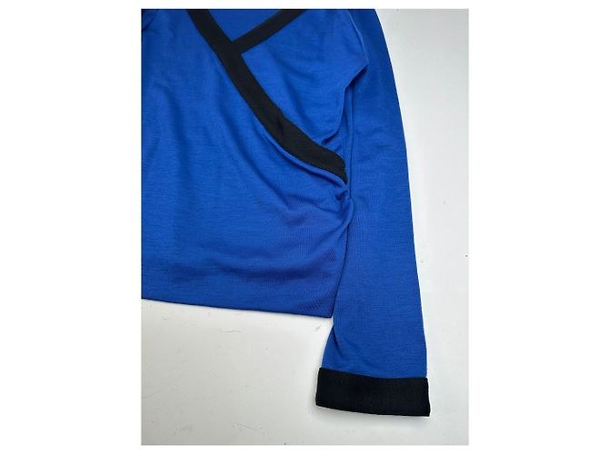 Vintage Yves Saint Laurent V-Ausschnitt Pullover Blau Schwarz - Ansicht 8