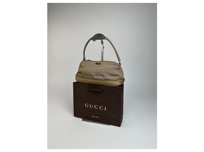 Vintage Gucci Canvas Leder Mini Tasche Grau Braun Khaki - Ansicht 12