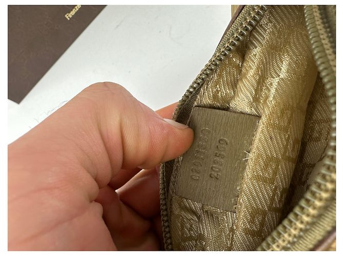 Vintage Gucci Canvas Leder Mini Tasche Grau Braun Khaki - Ansicht 4