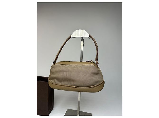 Vintage Gucci Canvas Leder Mini Tasche Grau Braun Khaki - Ansicht 9