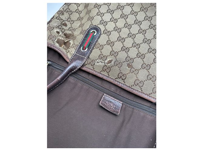 Vintage Gucci Monogramm Canvas Leder Handtasche Beige Braun - Ansicht 4