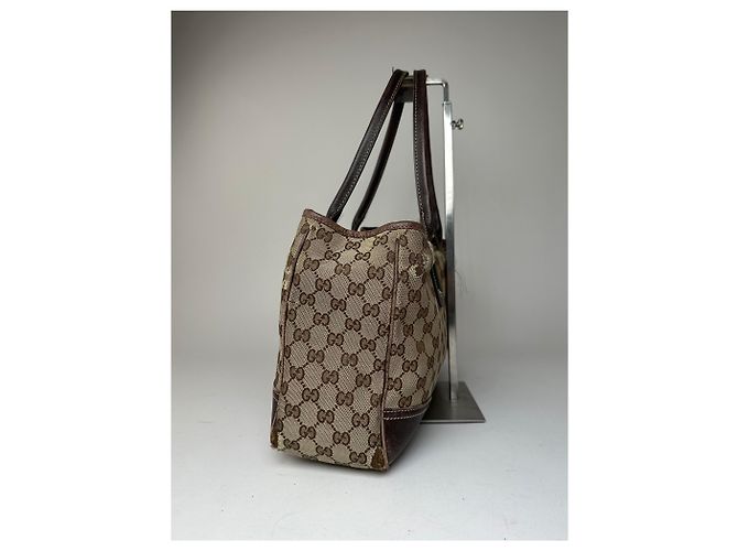 Vintage Gucci Monogramm Canvas Leder Handtasche Beige Braun - Ansicht 6