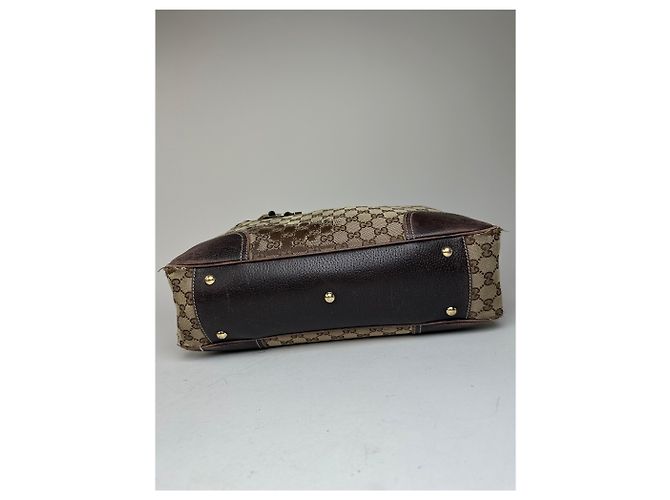 Vintage Gucci Monogramm Canvas Leder Handtasche Beige Braun - Ansicht 9