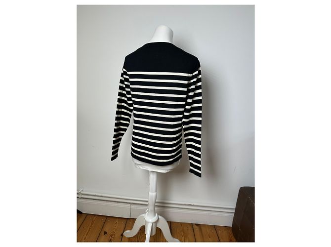 Vintage Jean Paul Gaultier Wollpullover gestreift Schwarz / Weiß M - Ansicht 12