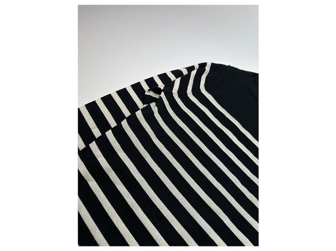 Vintage Jean Paul Gaultier Wollpullover gestreift Schwarz / Weiß M - Ansicht 5
