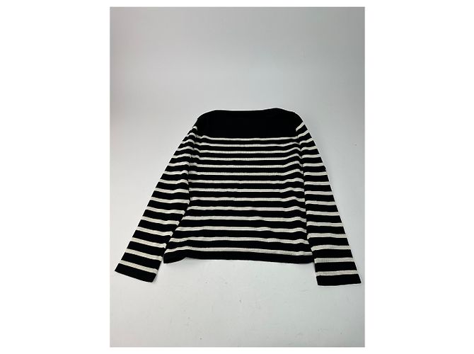 Vintage Jean Paul Gaultier Wollpullover gestreift Schwarz / Weiß M - Ansicht 8