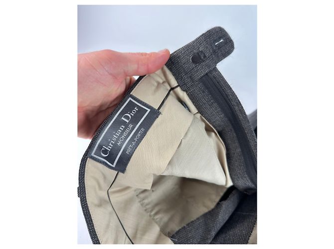 Vintage Dior Checked Wool Pants Anthracite Dark grey - view 10