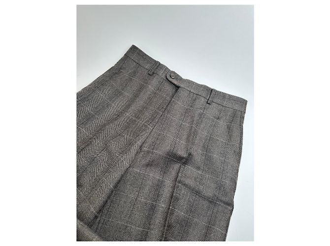 Vintage Dior Checked Wool Pants Anthracite Dark grey - view 2